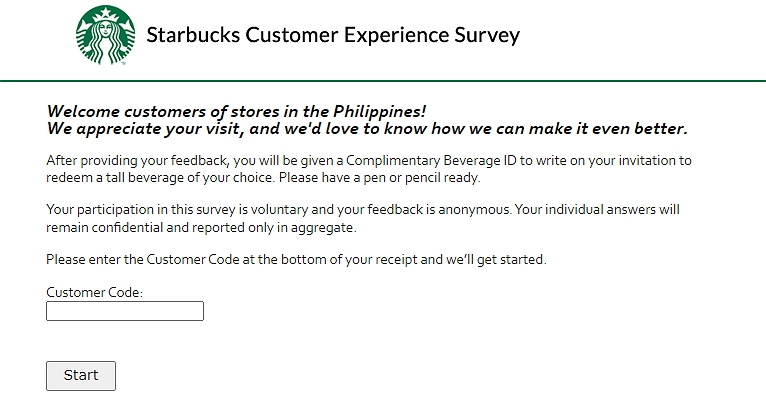mystarbucksvisit survey page