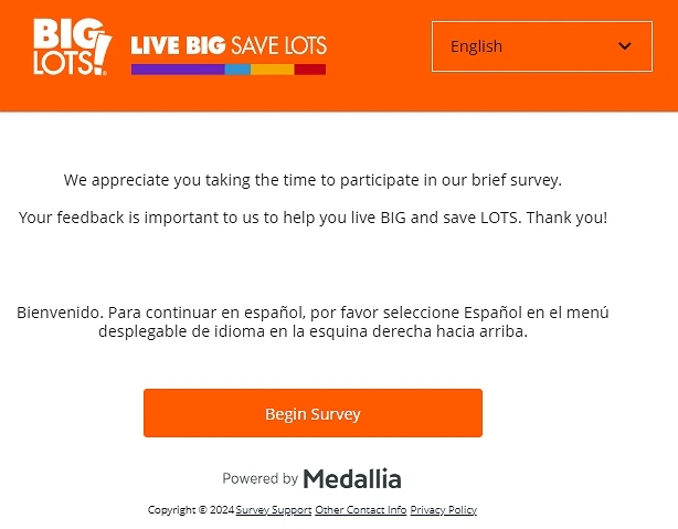 big lots survey homepage